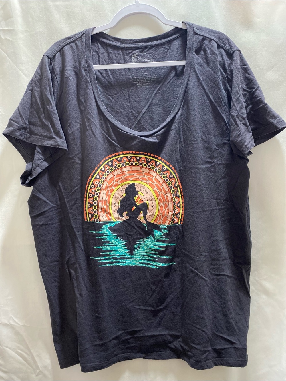 Disney Ariel Gray Graphic T-Shirt Women Adult Size 4XL Disney Franchise Mermaid